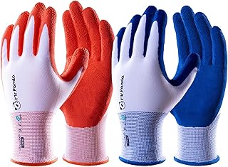 Mr.Panda 2 Pairs Skin-Friendly Gardening Gloves for Women, Latex Coated Garden Gloves, Ladies Outdoor Yard Work Gloves, Br...