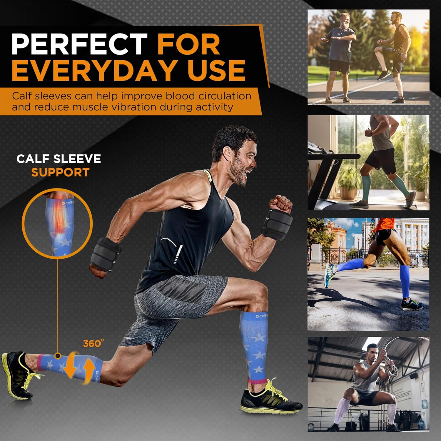 Doc Miller Compression Calf Sleeve for Men & Women – 20-30mmHg Graduated Support for Running, Shin Splints, Calf Strain – Knee High, Small to 6XL Plus Size - Image 2