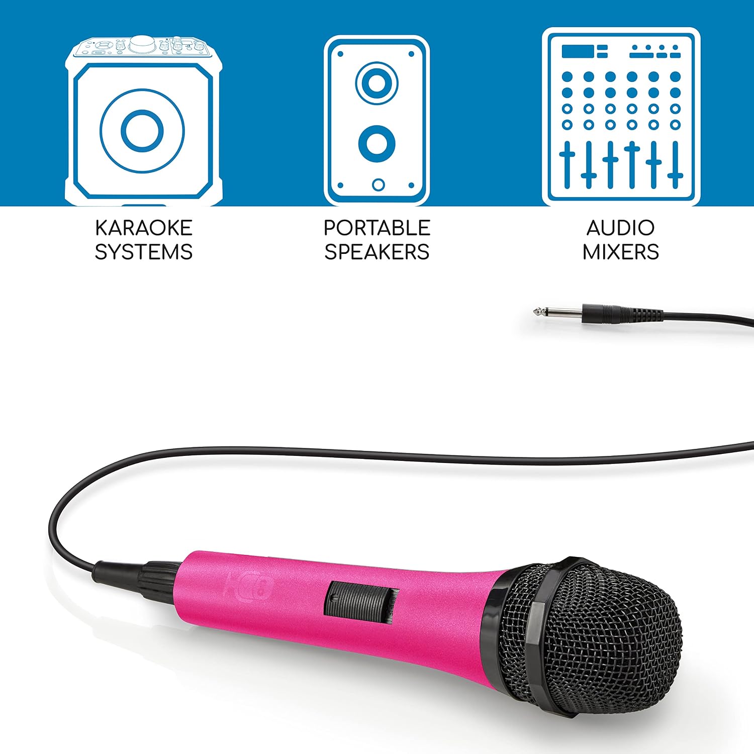 Singing Machine SMM-205P Unidirectional Dynamic Karaoke Microphone with 10 Ft. Cord, Pink, One Size