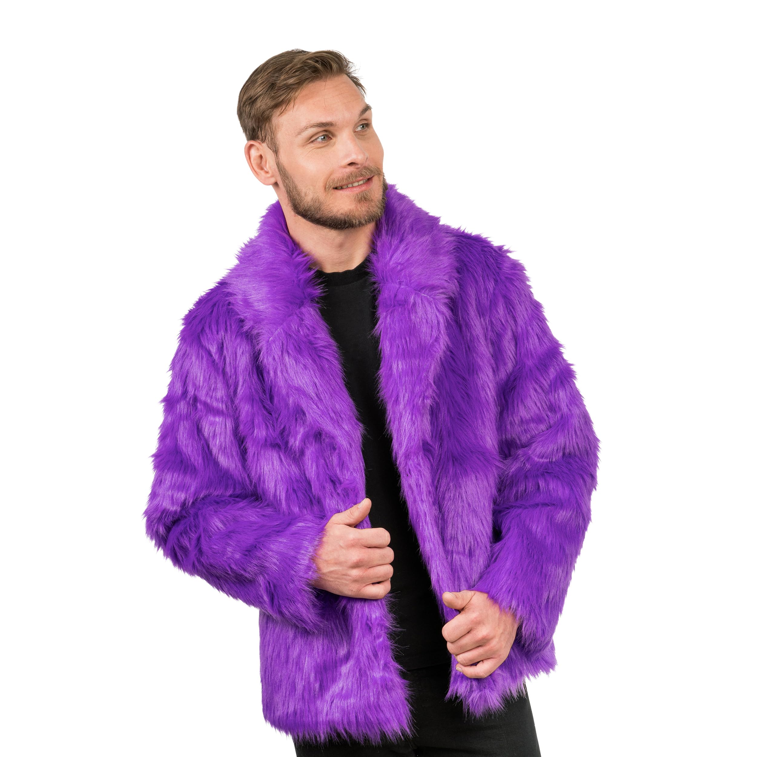 Chaks - Jacke mit Felloptik für Erwachsene, Kunstfell, Felljacke für Karneval, Festival, Party Fashion