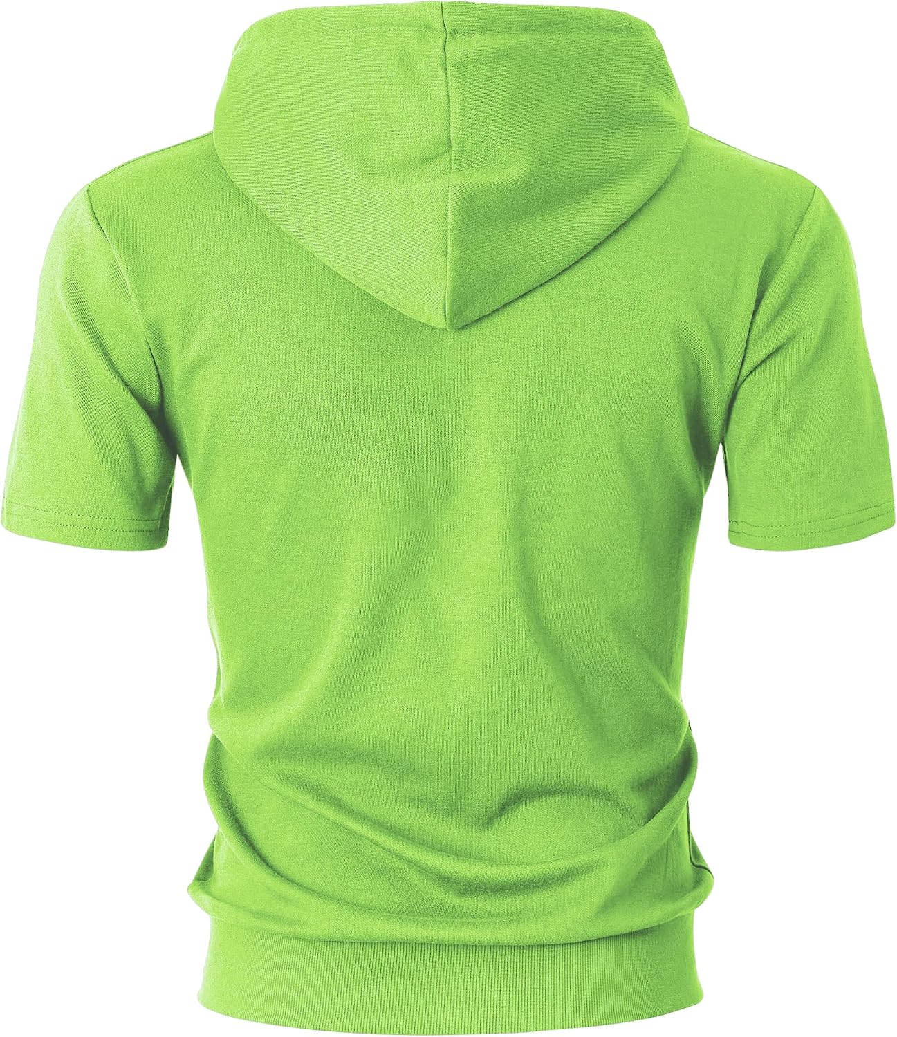 Ohoo Mens Slim Fit Zip up Hoodie Cotton Blend Soft Fabric Short Sleeve Lightweight Comfy Basic Jacket with Kanga Pocket