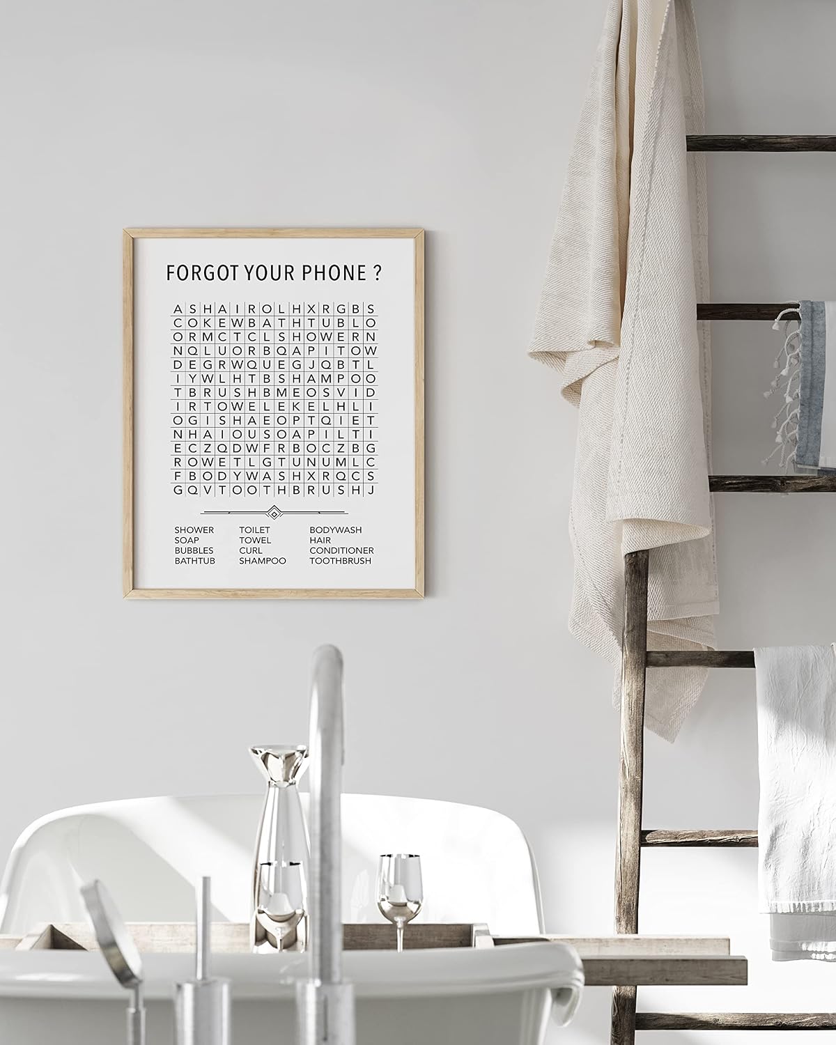 HAUS AND HUES Funny Bathroom Decor Prints and Signs, Crossword Puzzle Wall Art 12"x16" UNFRAMED (Word Search) image 4