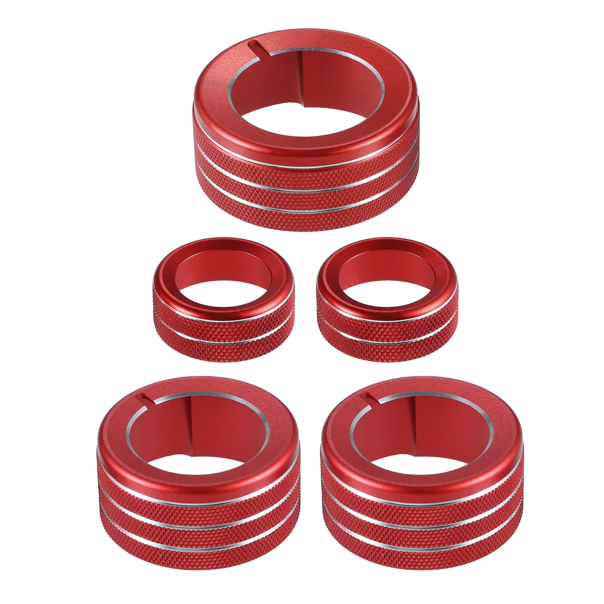 VekAuto 5 Pcs AC Climate Control Knob Rings Compatible for Toyota 4runner 2010-2022, Durable Aluminum Alloy Red Interior Air Conditioning Knob Ring