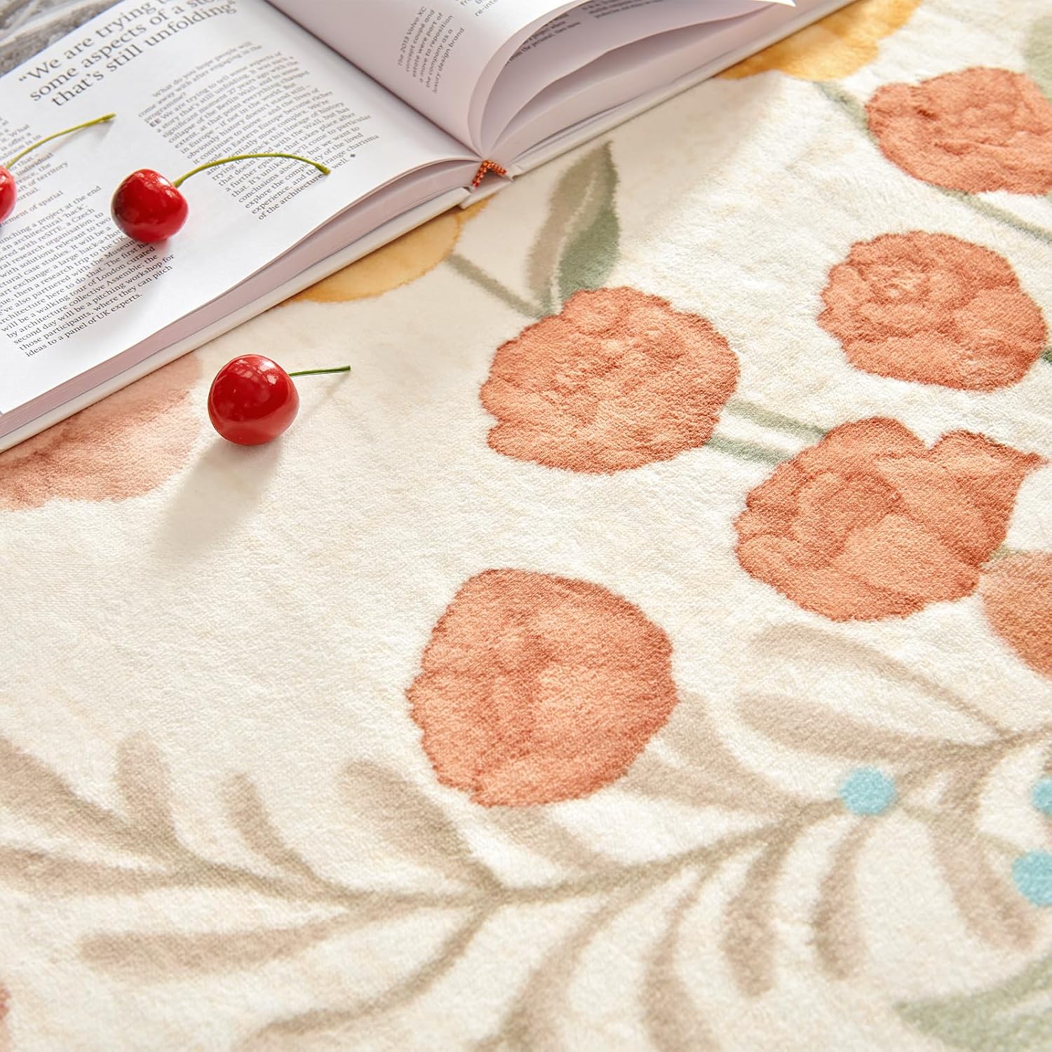 jinchan Floral Entryway Rug 2x3 Half Circle Area Rug Washable Botanical Romantic Half Moon Doormat Low-Pile Soft Small Non-Slip Semicircular Carpet for Kitchen Laundry Room Coral Pink on Beige