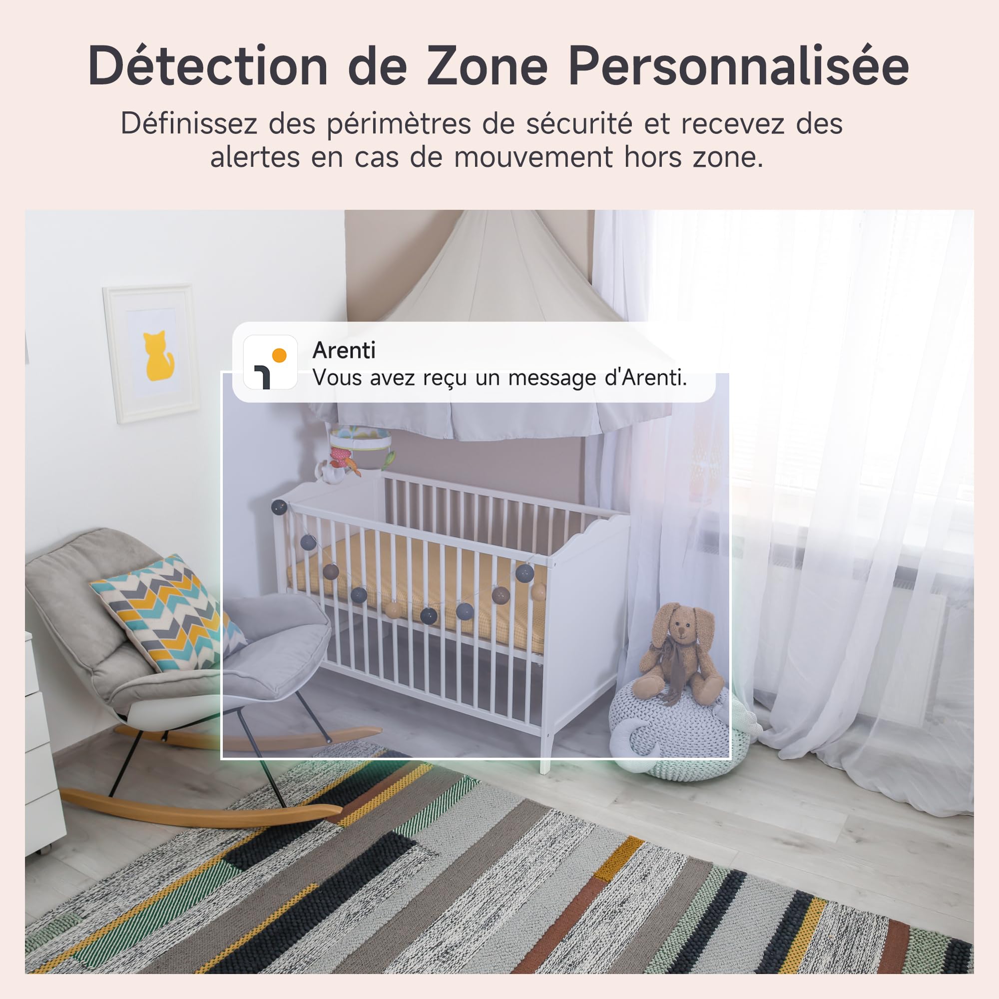 ARENTI Babyphone Caméra 2K 3MP, 5" Moniteur, Caméra Surveillance Bébé WiFi, Détection Intelligente, Audio Bidirectionnel, Vision Nocturne, Veilleuse, Berceuses, Détection de la Température/l'Humidité