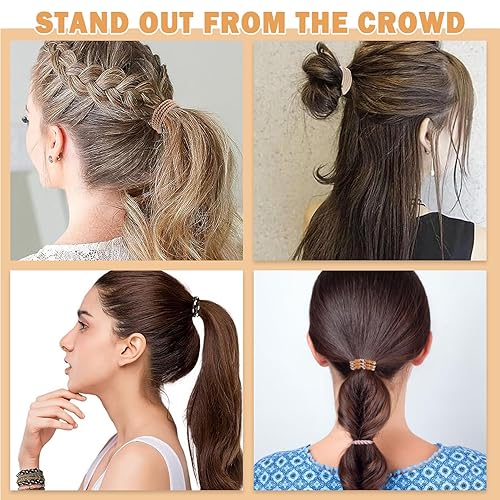 Miniatura 6 de 20 pulseras bohemias para el cabello para mujer, elásticas con colas de caballo para cabello fino y grueso, lindas pulseras trenzadas, lazos para el