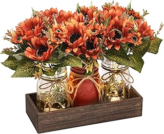 3 Pcs Fall Mason Jar Centerpiece Table Decorations for Dining Table Deco...