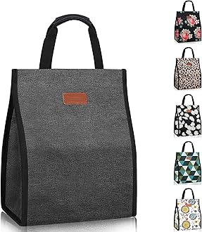 Lunch Bags for Women Insulated Reusable Lunch Tote with Internal Pocket, Lunch Tote bag for Work (Charcoal Grey