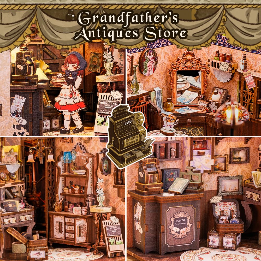 Fsolis DIY Book Nook,Kit per Libri Fai da te,Book Nook in Legno con Led,Puzzle in legno 3D,Costruire il Libro,il Montaggio e l'incollo dei Pezzi,Semplice da Montare,Regalo per Ragazzi e Ragazze