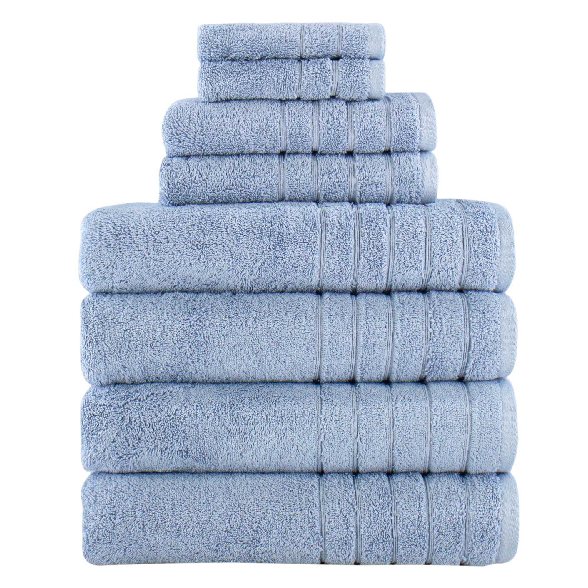 Towels Beyond - 8 Piece Luxury Towel Set, 100% Turkish Cotton Includes 4 Bath Towels, 2 Hand Towels & 2 Washcloths, Highly Absorbent & Comfy Towels for Bathroom, Hotel & Spa | (Blue)