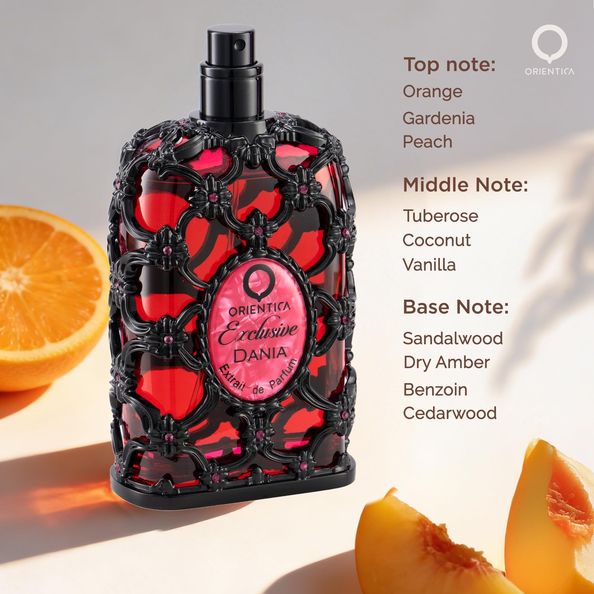 Orientica Exclusive Dania Extrait de Parfum 2.7oz80ml Womens Cologne with Orange Peach Coconut Gardenia Tuberose Vanilla Perfume Fruity Floral Arabic Perfume for Women - Perfumes Arabes de Mu product thumbnail 4