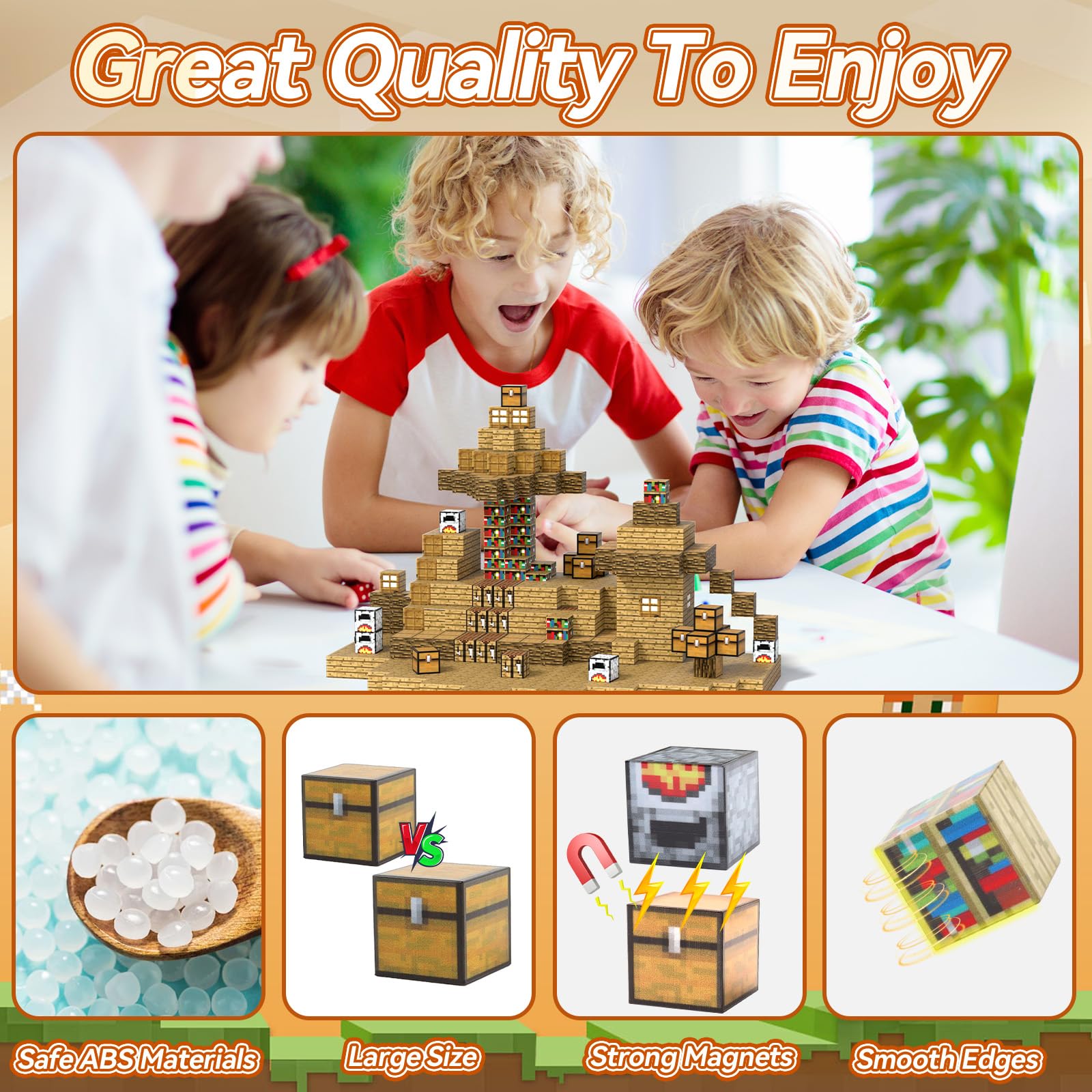 80 Pezzi Blocchi da Costruzione Magnetici,Build Mine Magnets World Set,Blocchi Magneti Set Giocattoli per Bambini,Giocattoli da Costruzione Magnetici Montessori per Ragazze di età Superiore a 3 anni