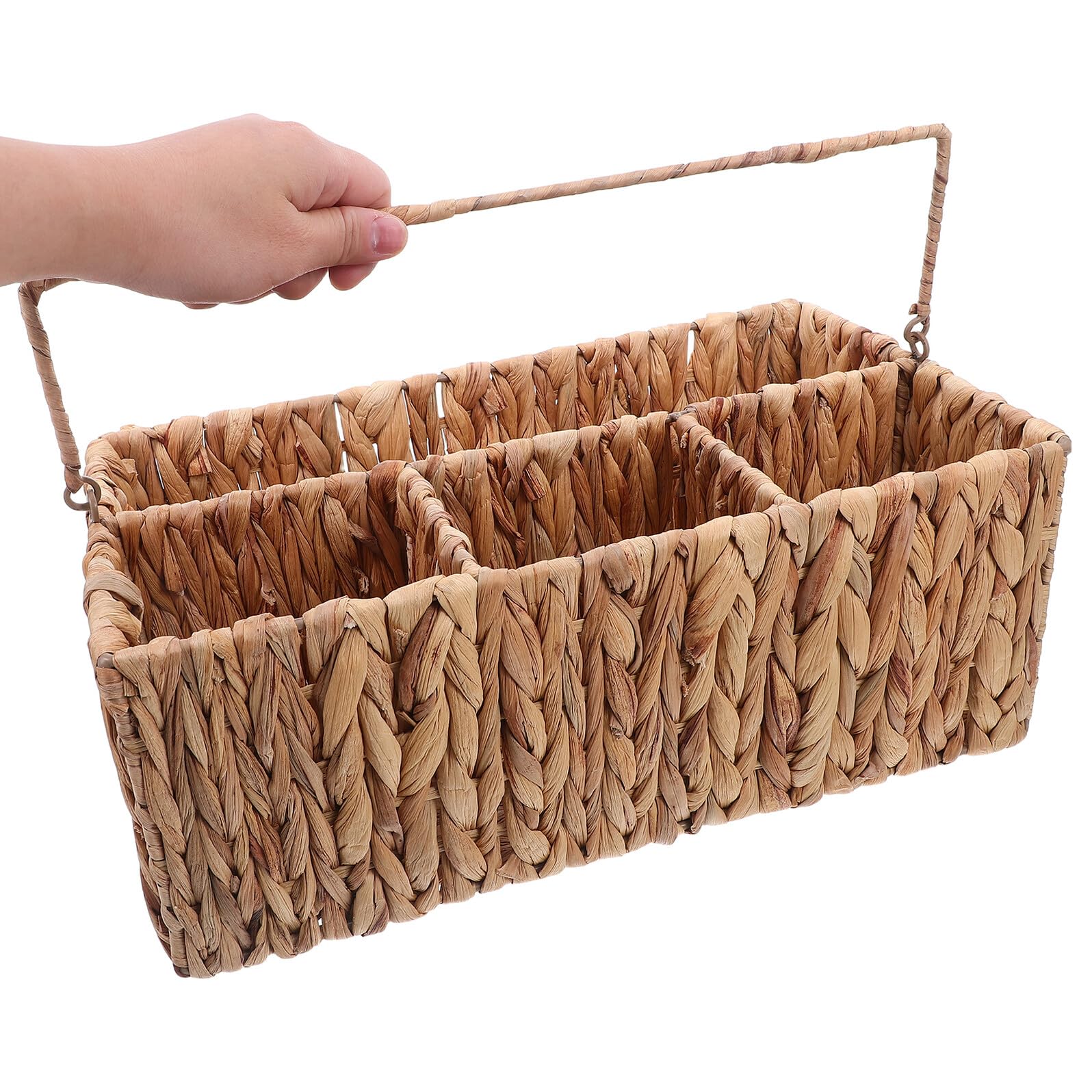 Alipis Weidenkorb mit Fächern Handgeflochtener Besteckkorb aus Stroh und Besteckaufbewahrungsbox für Küche oder Garten Vielseitig als Brotkorb oder Obstkorb Geeignet