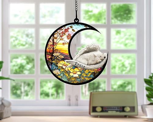 Miniatura 471 de Chow Chow Dog Memorial Suncatcher, adorno de Navidad Chow Chow con nombre, atrapador de pérdida de mascotas, regalos para los amantes de los perros