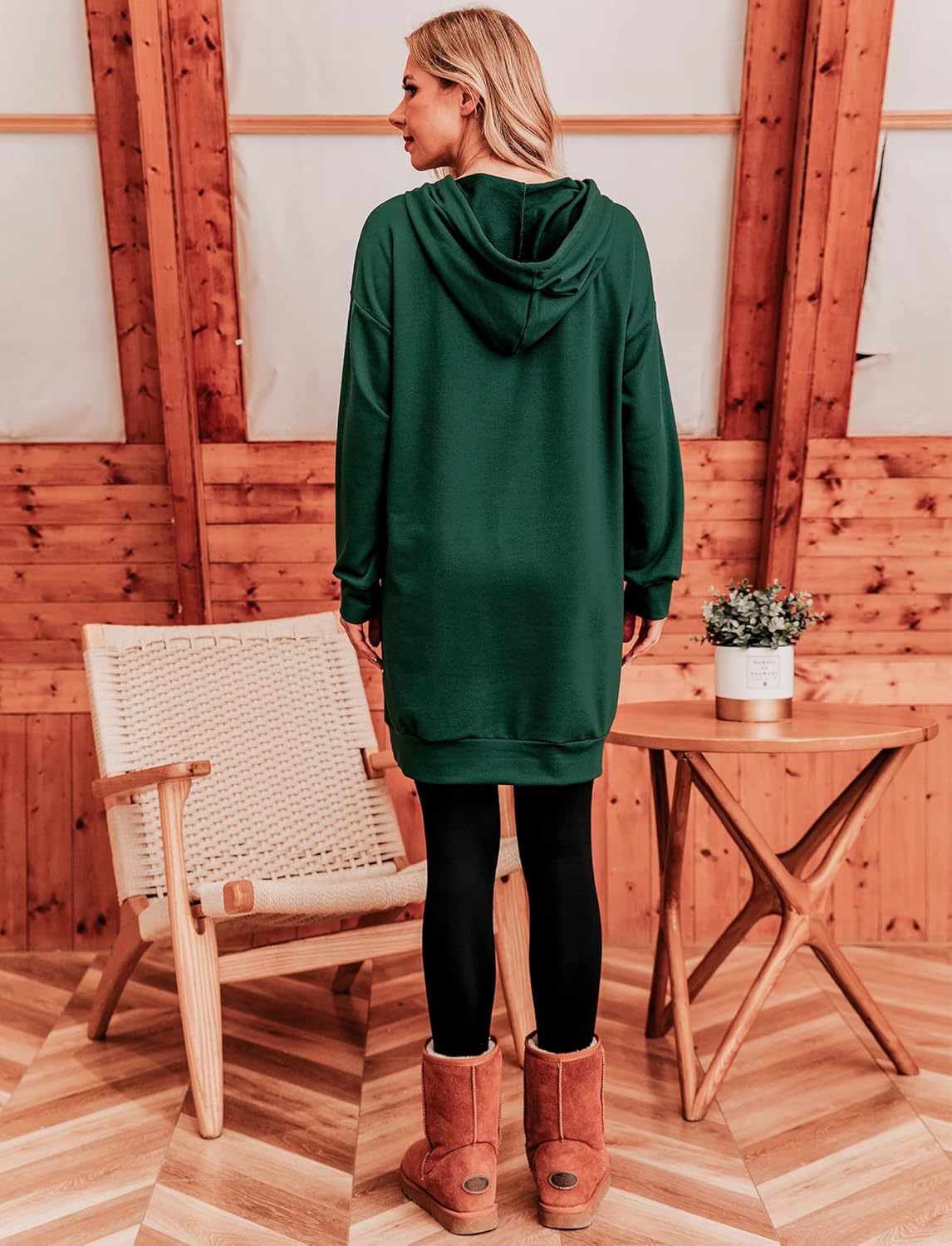 Quenteen Women Hoodies Dress Hooded Sweatshirts Dress Casual Long Sleeve Tunic Dress Oversized Sweatshirts with Pocket - Image 8