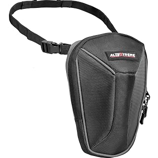 Allextreme Thigh Waist & Sling Bag Water-Resistant Drop Leg Tactical Fanny Pack for Men & Women Adjustable Hard Shell Thigh Bag for Bikers for Riding, Camping & Outdoor Sports (Black & Grey)