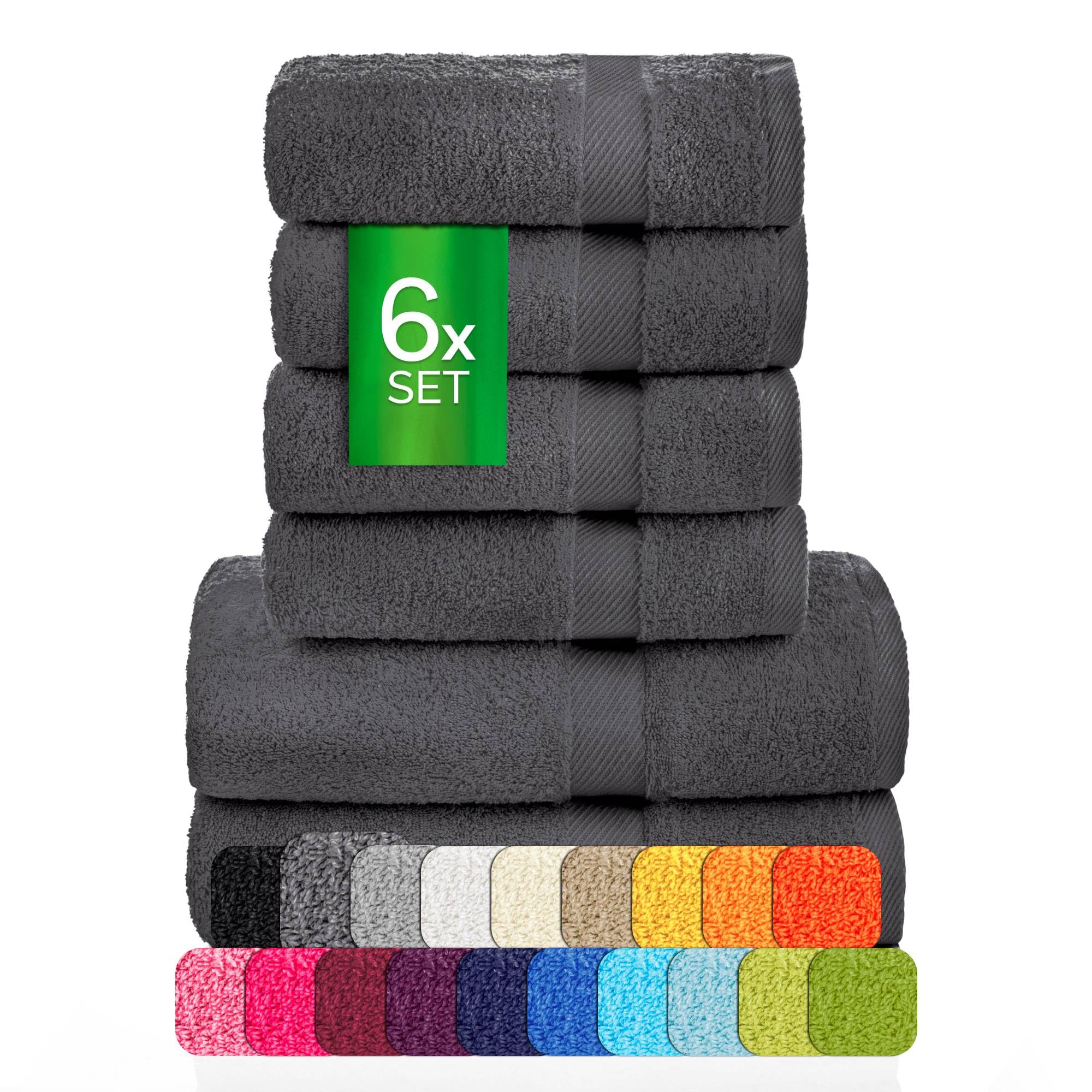 etérea Carli Handtuch Set 6-tlg Frottee 500 g/m² saugstark – Graphit