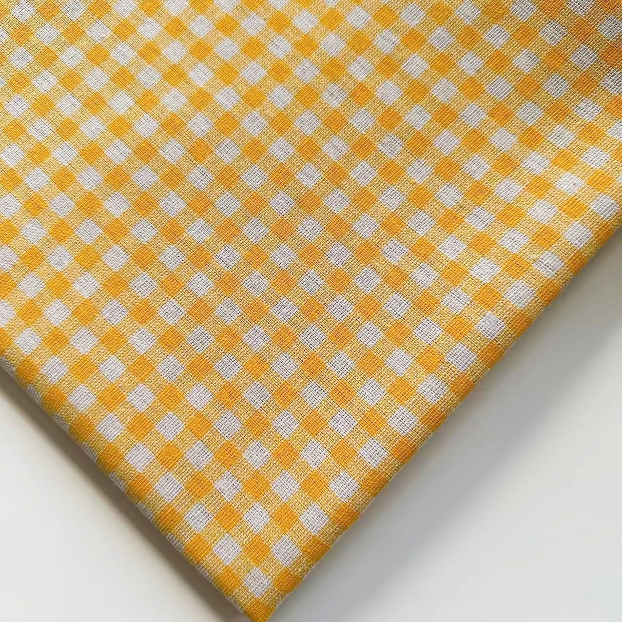 5m x 150cm Karierter Stoff Baumwolle Leinen Mischgewebe Meterware Karo Stoffe Nähstoff Dekostoff zum Nähen für DIY Handwerk Vorhänge Tischdecken Sofabezüge Kissenbezüge Kleidung,Gelb