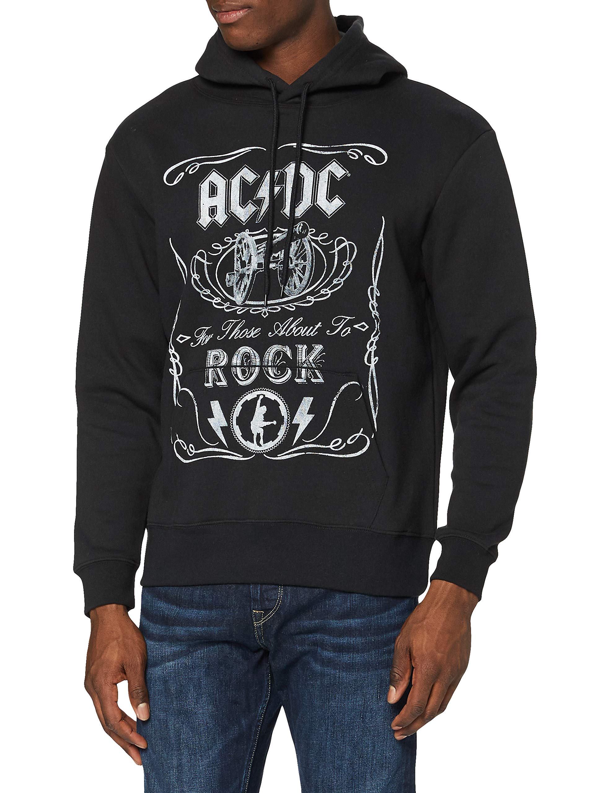 ACDC Men's AC/DC Cannon Swig Hoodie, Black (Black Black), Large (Manufacturer Size:Large)