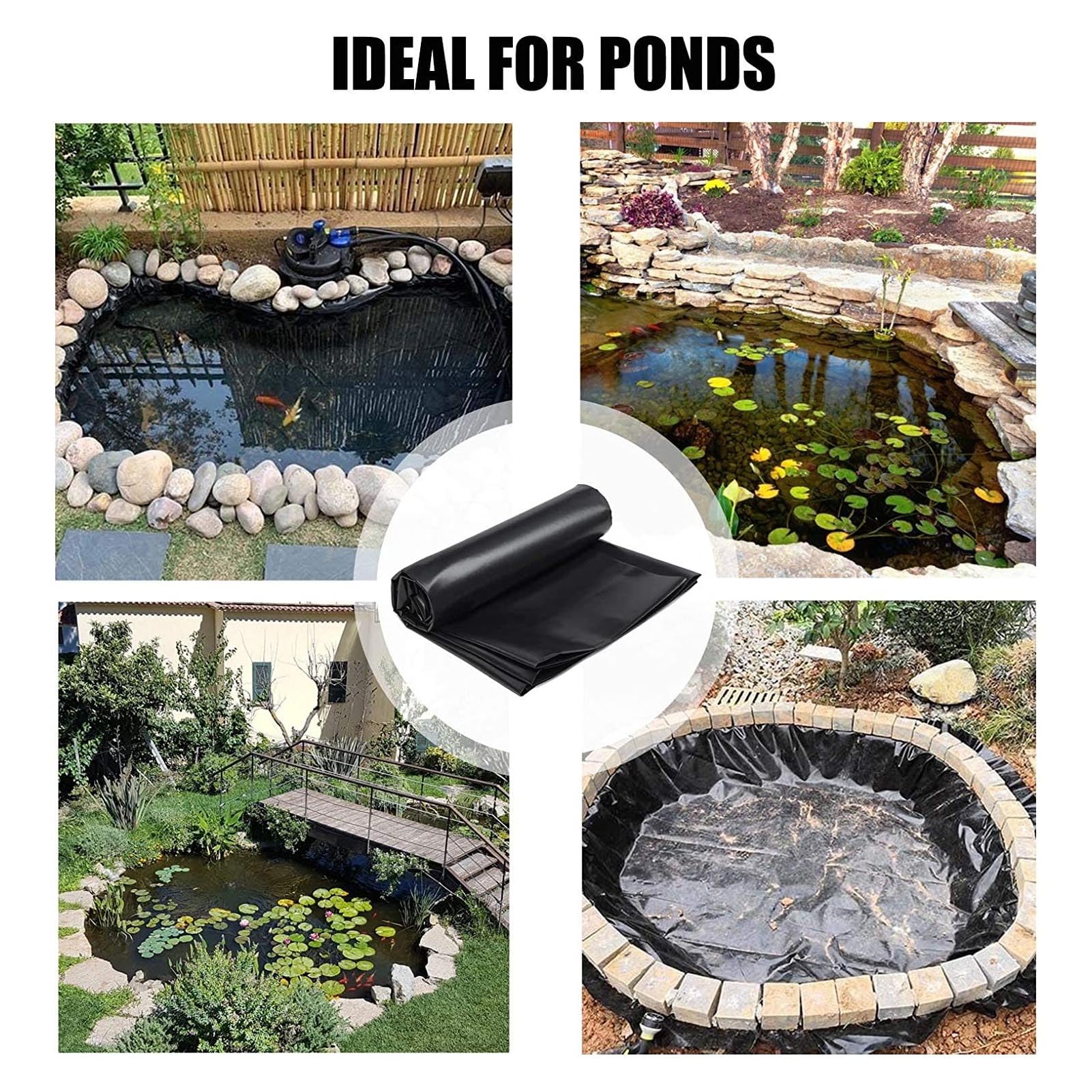 DAUERHAFT Teichfolie teichfolie 3x5m 1mm Outdoor Teichfolie PE , Leicht zu Schneiden , Sicher , Schwarz für Fischteiche (3 * 5M) Flexibele vijverfolie