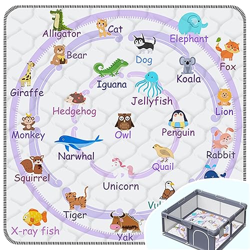 Miniatura 14 de Tapete de Juego para Bebé, Grueso y Suave de 50" X 50", Tapete de Corral, Antideslizante y Lavable a Máquina, Tapetes de Juego para Bebé para el