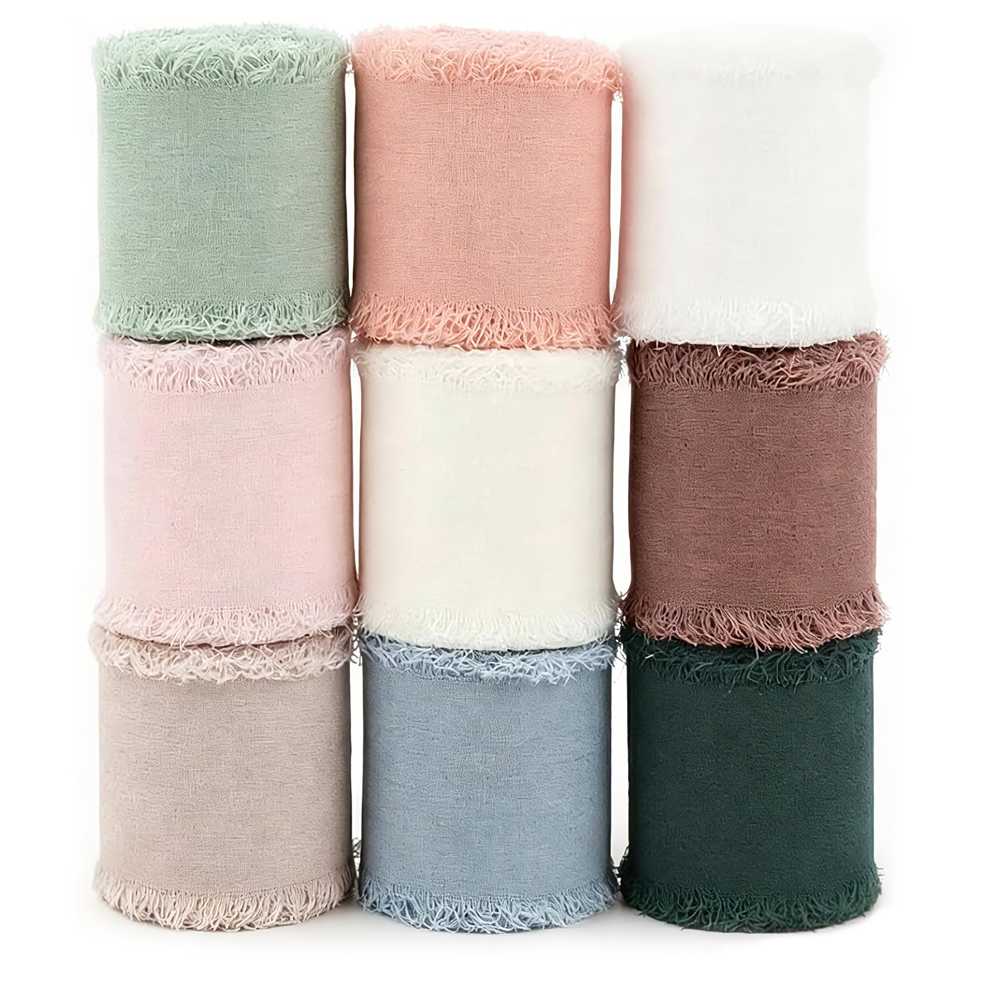 Chiffon Ribbon, Silk Ribbon 9 Rolls 1.5" x 5.5Yd Mixed Color Ribbons Set