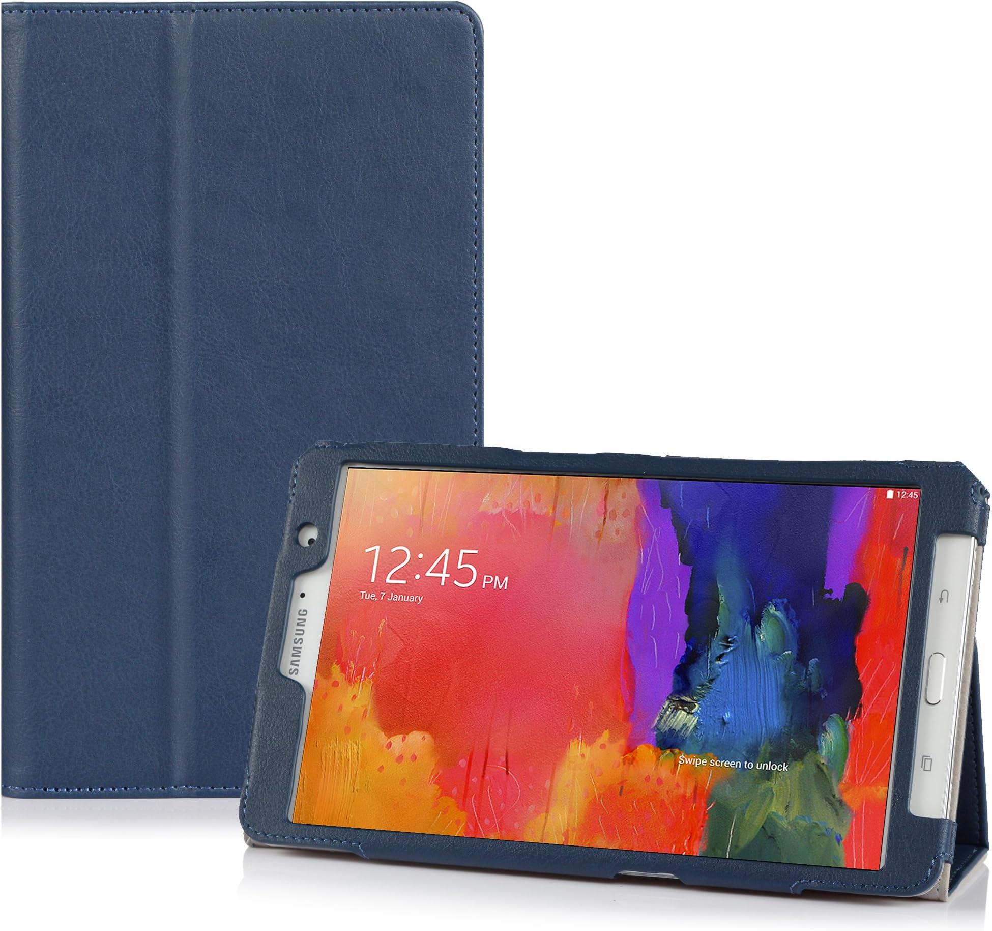 [CORNER PROTECTION] CaseCrown Bold Standby Pro Case (Blue) for Samsung Galaxy Tab Pro 8.4 with Sleep / Wake, Hand Strap, Corner Protection, and Multi-Angle Viewing Stand