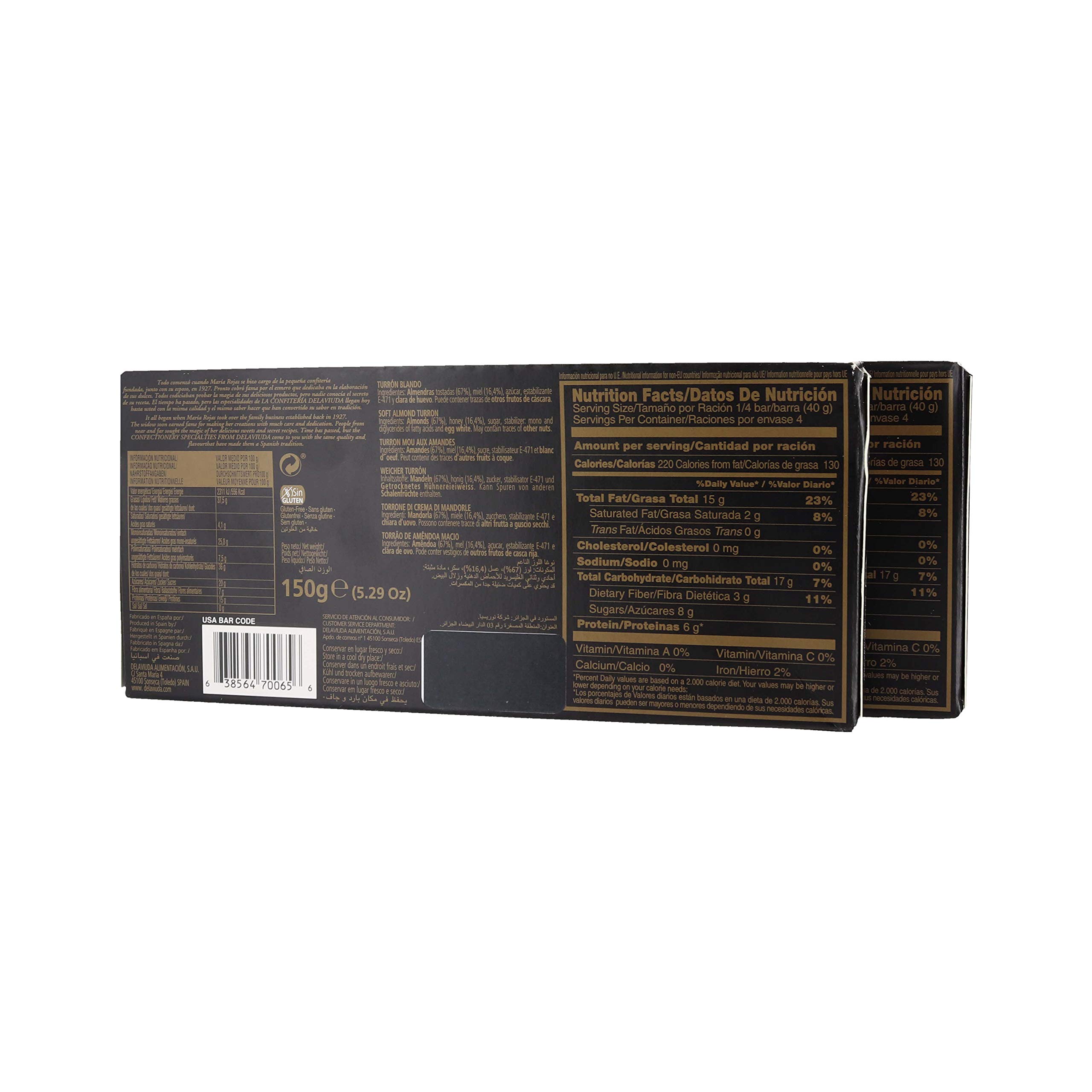 Delaviuda Turron Blando Lot de 6 tourrons aux amandes douces – Turron aux amandes douces – Turron Blando avec Almendras Calidad Suprema W/Premium Penguin Pochette de rangement rapide