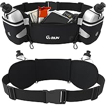 Q-RUN Hydration Running Belt with 2 x 10oz Water Bottles, No Bounce Adjustable Waist Belt for Men &amp; Women, Marathon Running Gear