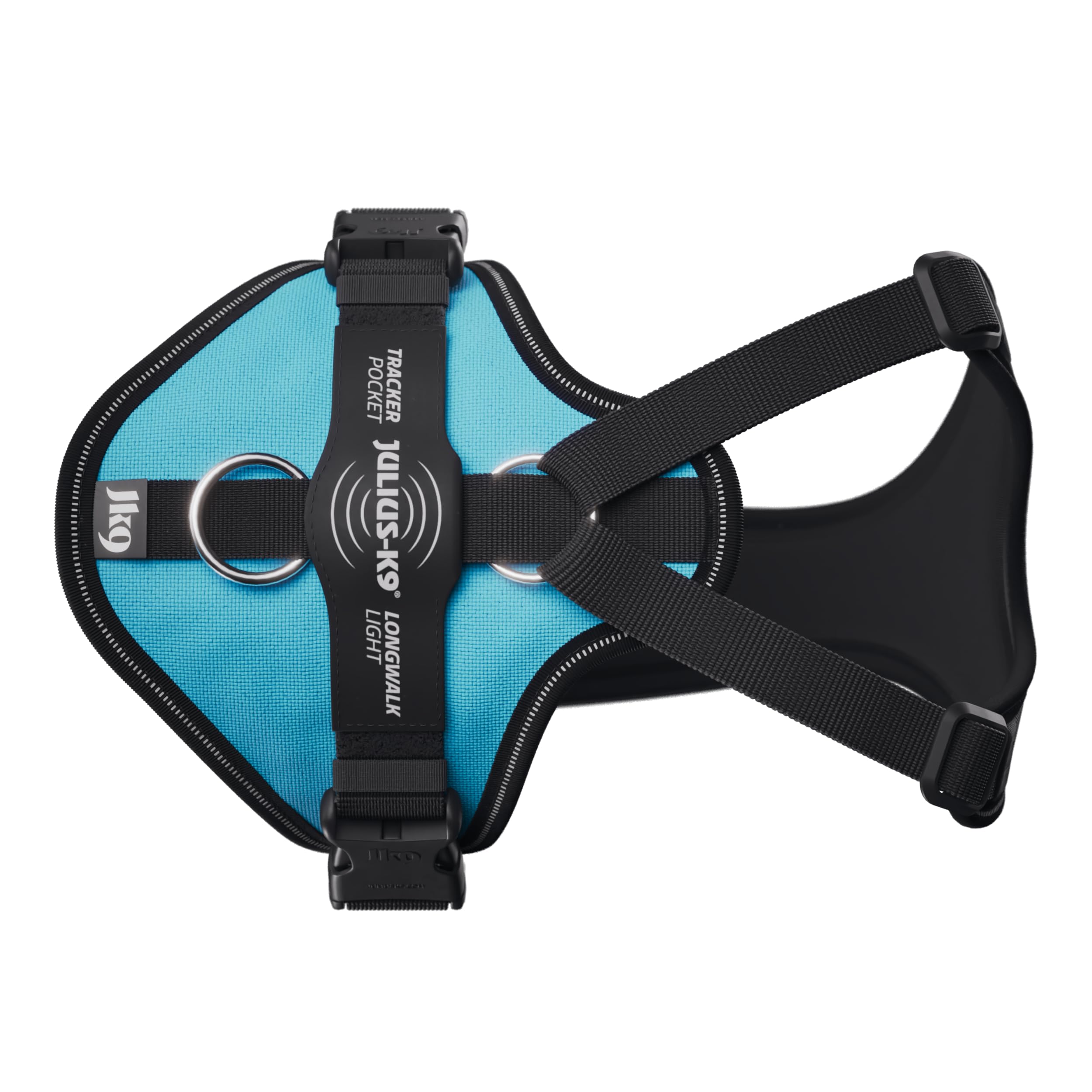 JK9 Longwalk Light Hundegeschirr mit Trackertasche, Aquamarin, S