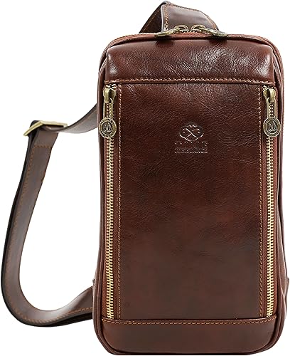 Bolso cruzado de cuero - Bolso bandolera marrón - Bolso bandolera para hombres y mujeres - Mochila de hombro hecha a mano - Resistencia al tiempo