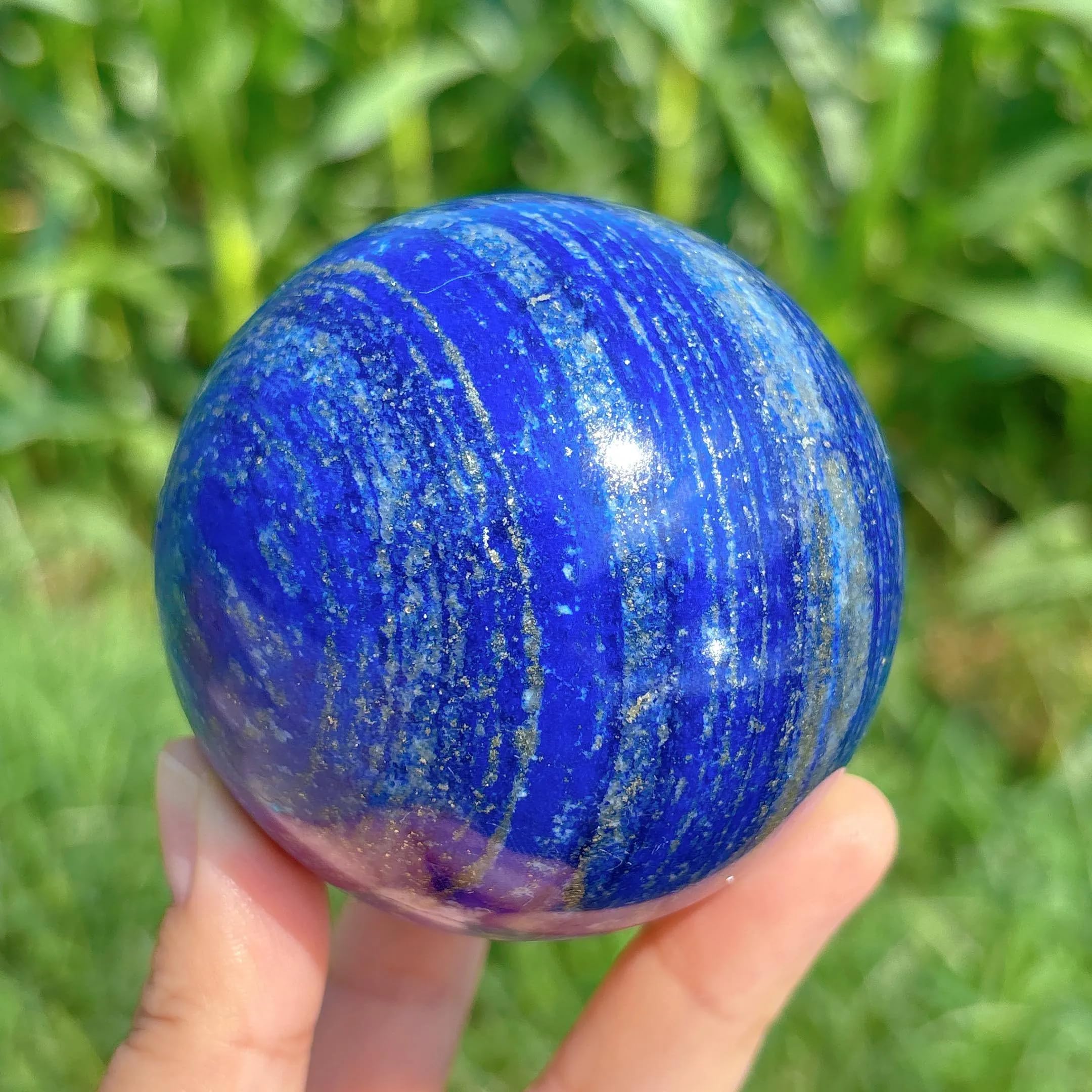 DPURPIWADY Lapis Lazuli Crystal Sphere 6-7cm (2.3-2.7 inch) — Stone Ball for, Balancing, Home Office Decor, Birthday Gifts for Women, Decorative Crystals and Stones