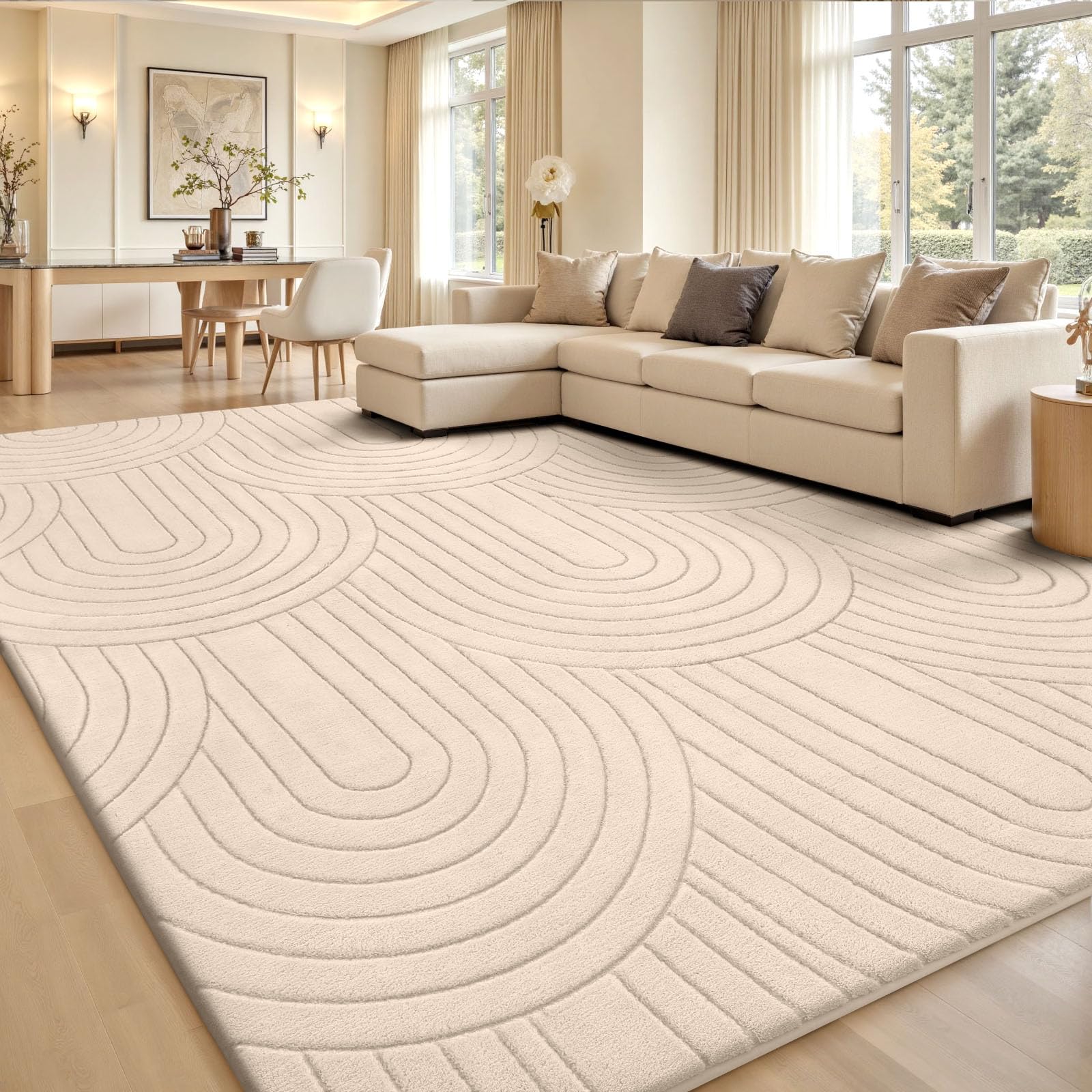 Sour Lemon Large Rugs Living Room 120x160cm, Beige Washable Rug for Bedroom — image 1