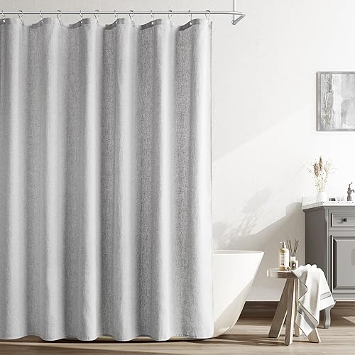 Miniatura 102 de Naturoom cortina de ducha de 36 pulgadas - cortina de ducha estrecha para espacio pequeño, de medio tamaño, de lino verde ultra gruesa, juego