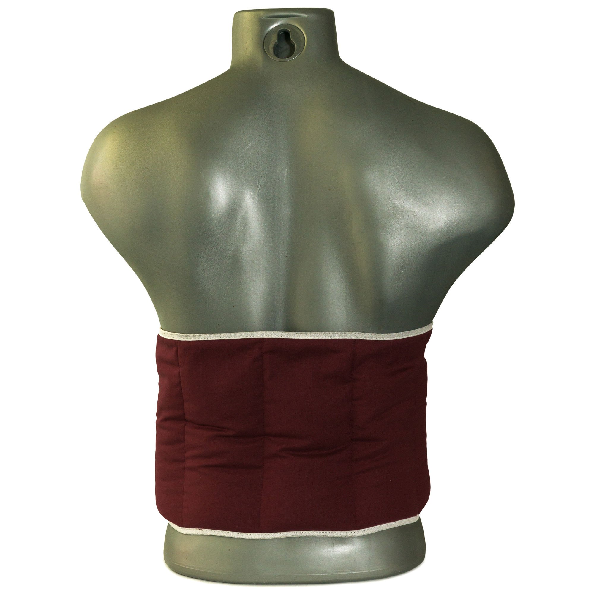 Faja térmica lumbar de semillas con cierre, largo aprox. 135cm, burdeos. Cojín térmico para la espalda. Huesos de cerezas
