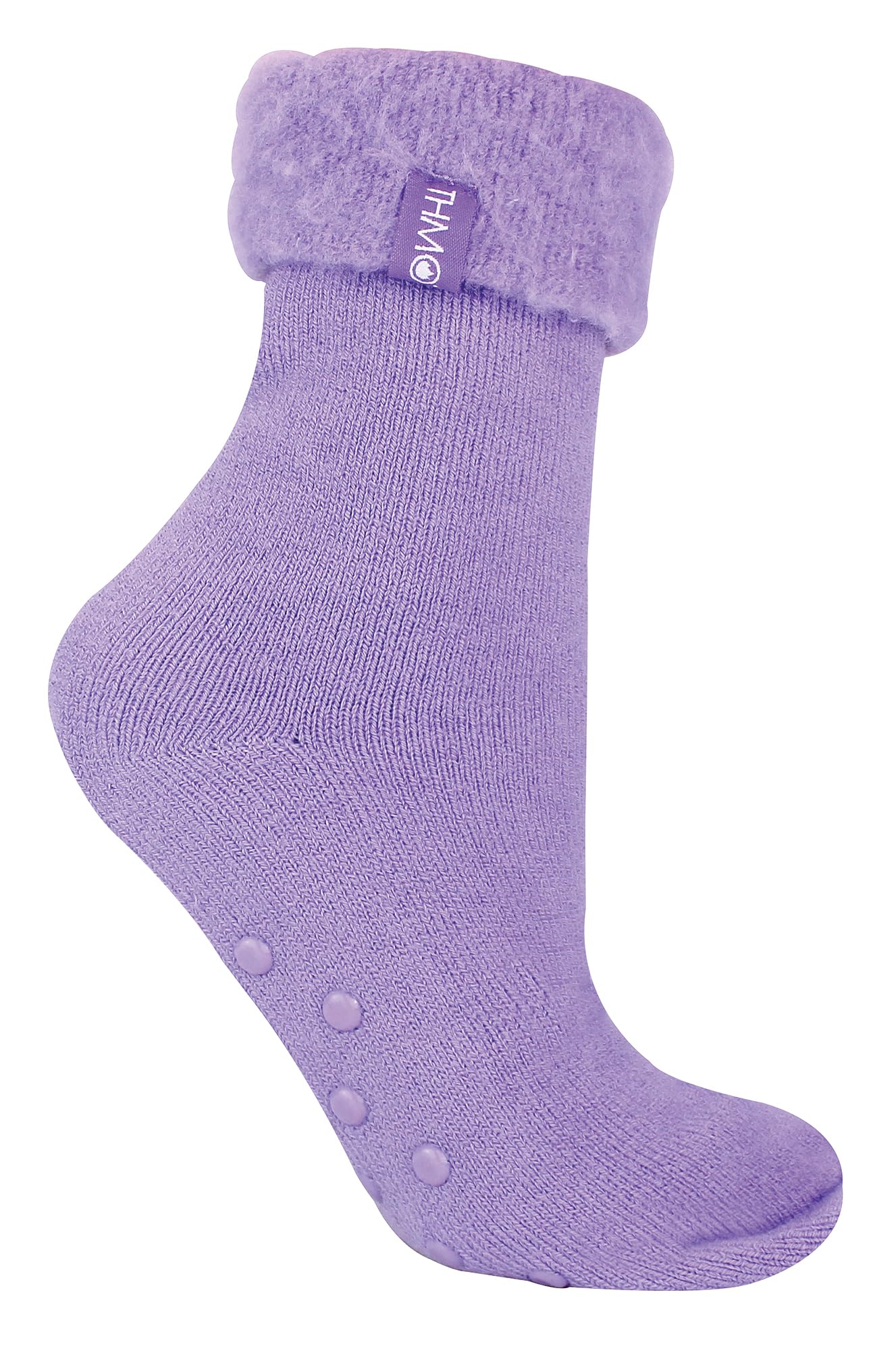 THMO Womens Bed Socks with Grips Non Slip Warm Fleece Plain Slipper Socks