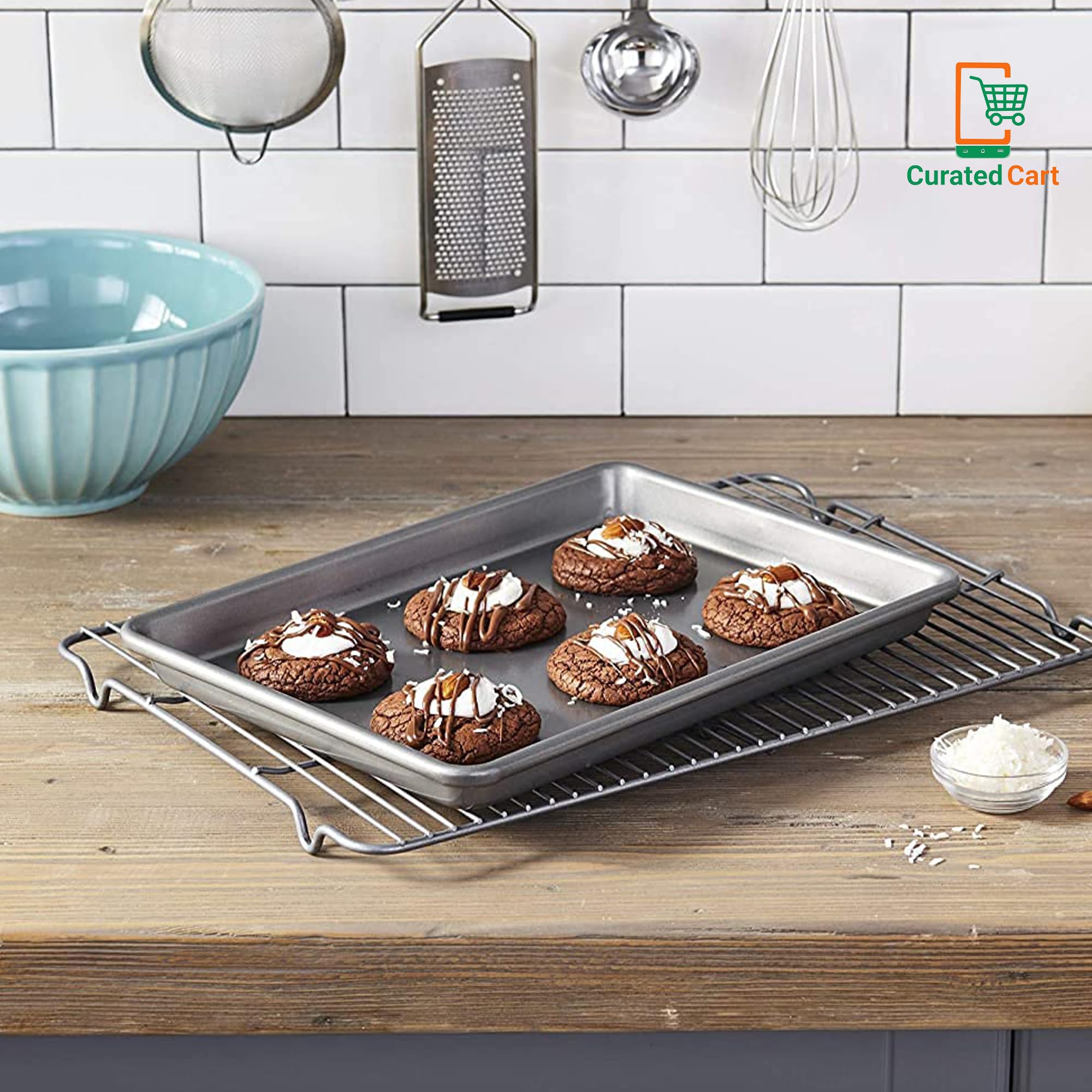 PureBake Baking Tray for Microwave Oven, Nonstick Baking Sheet Pans, Non-Toxic and Rimmed Carbon Steel Cookie Sheet Tray, Warp and Rust Resistant, Heavy Gauge Steel Oven Baking Sheets 4