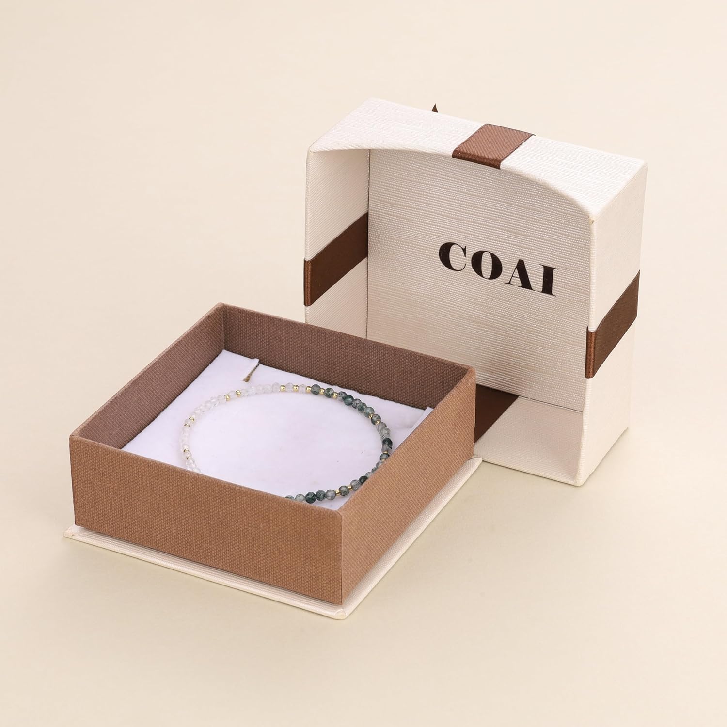 COAI Moss Agate Moonstone Bracelet for Women, Adjustable 18K Gold Plated Stainless Steel Crystal Bracelet for Women 3mm - Image 6