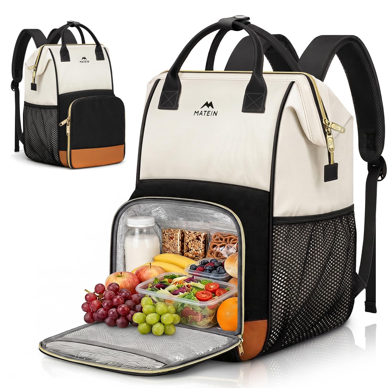 MATEIN Insulated Lunch Backpack for Women, 15.6 Inch Work Laptop Backpack