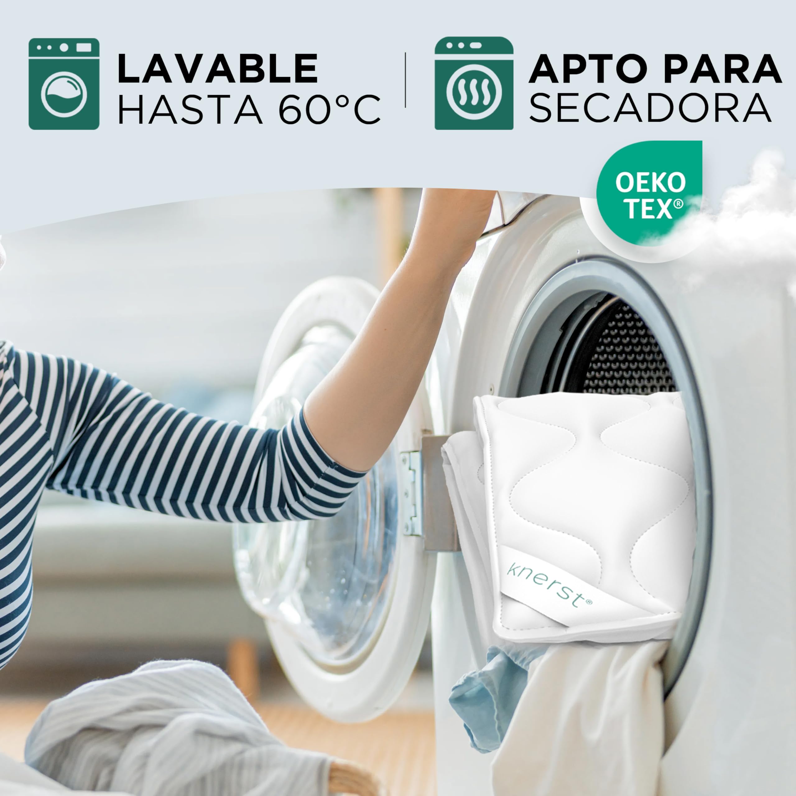 KNERST® Edredón de Verano 200x200 – Edredón Ligero y Transpirable – Relleno Nórdico de Microfibra para Cama – Nórdico de Verano Lavable y Suave