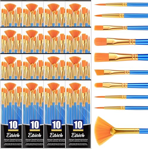 ESRICH Pinceles de pintura, 16 paquetes  160 pinceles de pintura para pintura acrílica, juego de pinceles de pintura acrílica para acuarela al óleo,