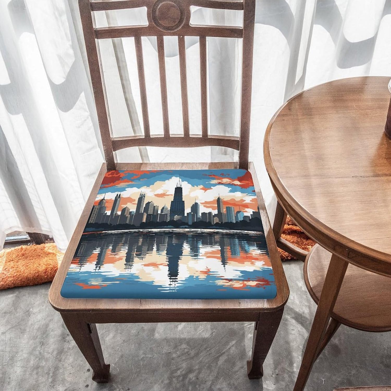Chicago Skyline Degrees of Comfort Meditation Floor Pillow, Square Large Pillows Seating for Adults, Tufted Corduroy Cushions for Outdoor Yoga Tatami Fireplace Living Room 15x15 Inch