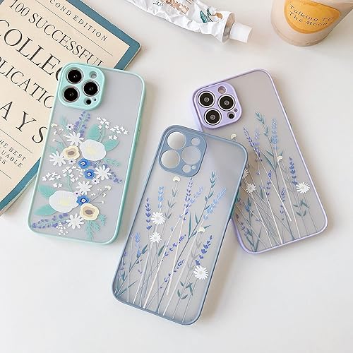 Miniatura 4 de ZTOFERA Funda para iPhone 15 Pro, diseño estético de flores transparentes, funda protectora a prueba de golpes, esmerilada, patrón floral 3D, para