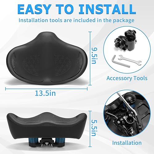 Miniatura 7 de Noseless Oversized Bike Seat for Men Women Comfort, Extra Wide Padded Bicycle Seat Cushion, Large Comfortable Bike Saddle for Peloton, Stationary