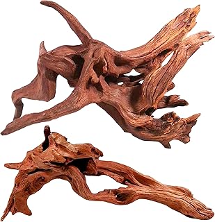 WDEFUN Natural Driftwood for Aquarium Decor, 2-Piece 10''-14'' Large Driftwood for Decorations on Fish Tank, Reptiles Bearded Dragon Accessories or Air Plants