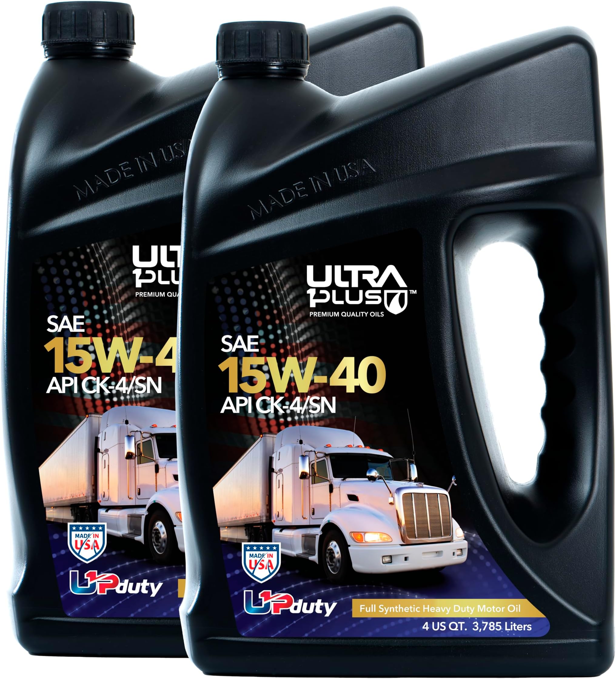 ULTRA 1PLUS SAE 15W-40 Full Synthetic Heavy-Duty Diesel Engine Oil - 15W 40 Motor Oil API CK-4/SN (2 Gallons)