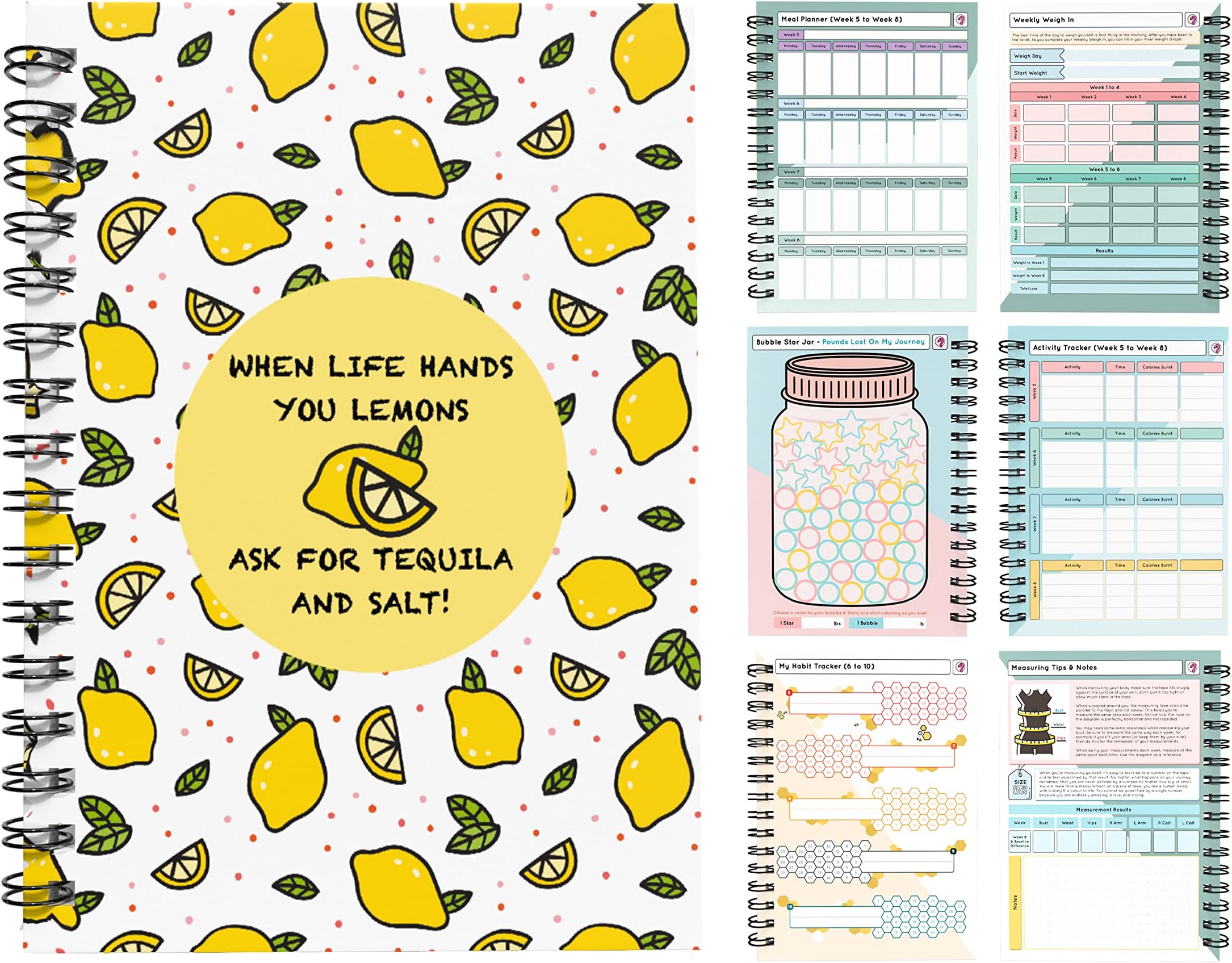 Slimming World Compatible Food Diet Diary Log Journal Weight Loss Wellness 7 Week Duration with Stickers 2022 (When Life Gives You Lemons...)