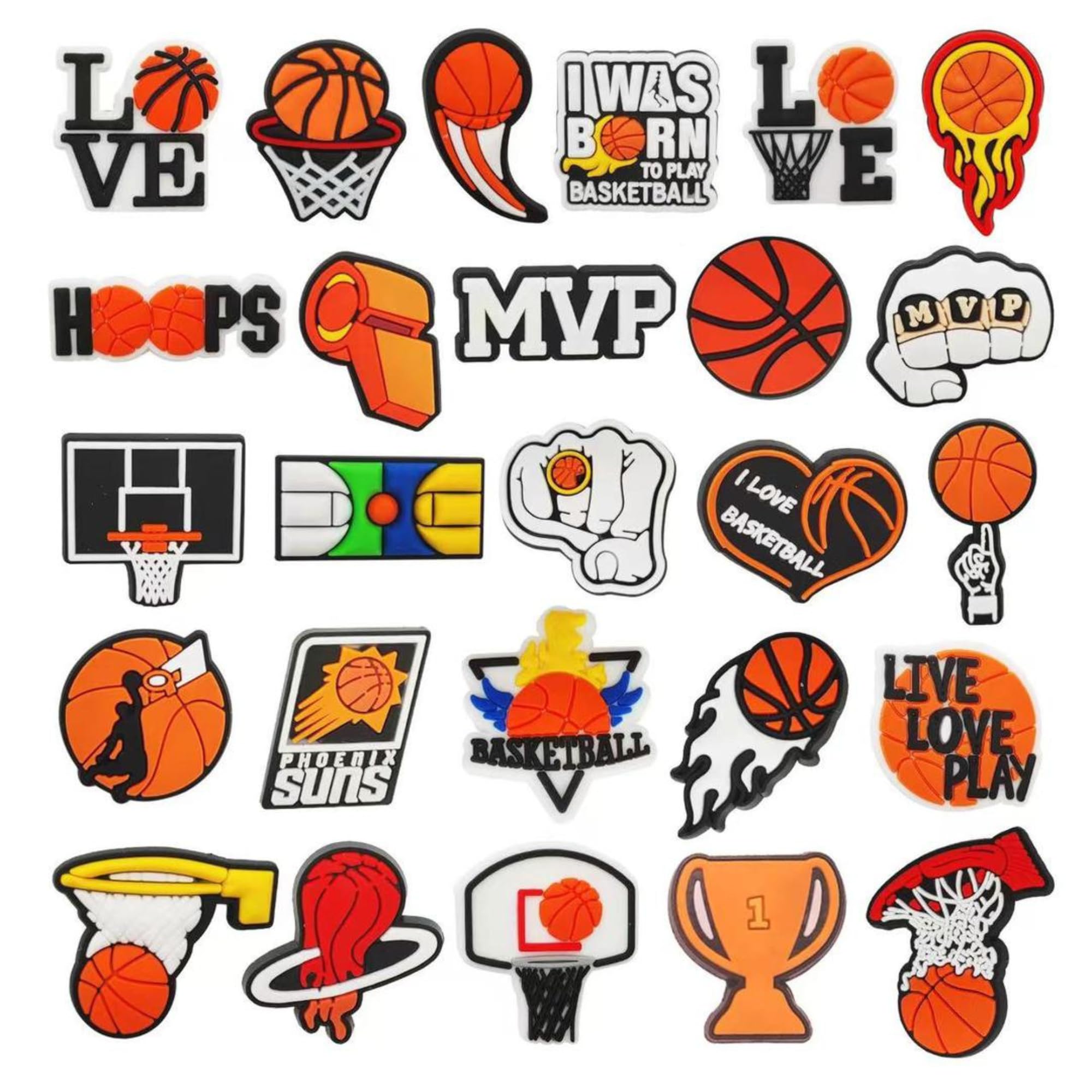Special Basketball Edition Shoe Charms for Croc (No Duplicate) Silicon Sticker and jitbits for Crocs & Clogs Sandals Add a Touch of Personality to Your Shoes (6) (B0D4HPCBT8) Amazon Price History, Amazon Price Tracker