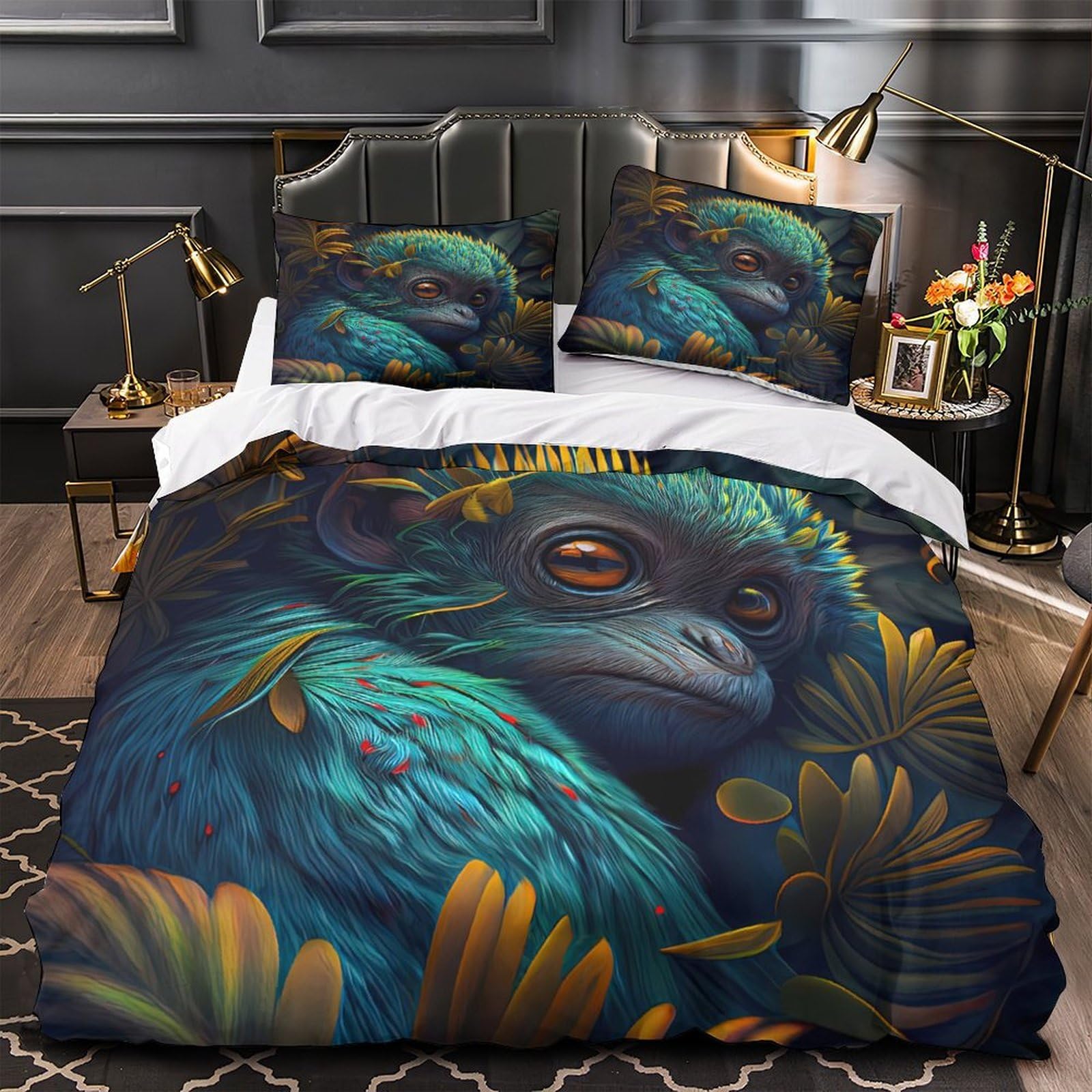 Housse de couette singe exotique 140x200 parure de lit imprimé 3D