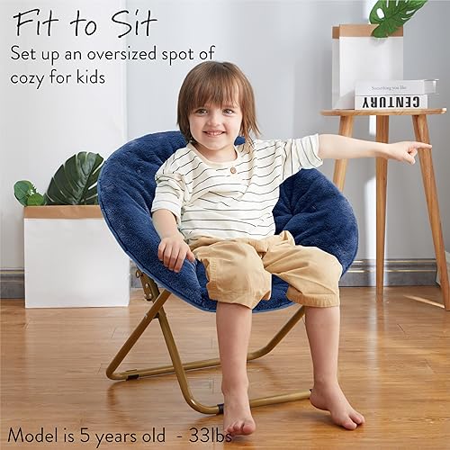 Miniatura 40 de Heritage Kids Silla plegable de piel sintética blanca con base dorada de 23 pulgadas Kids Saucer™ Blanco con base dorada,Negro con base negra,Negro